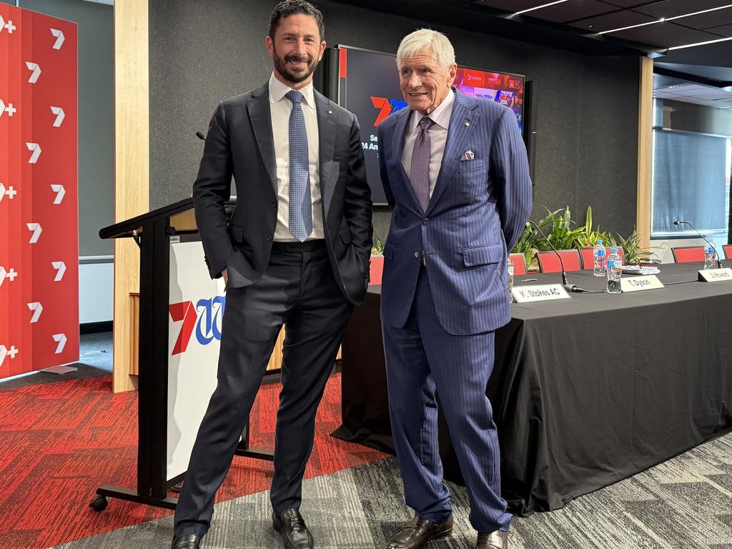 Seven heir Ryan Stokes with his father Seven chairman Kerry Stokes. Picture: Joseph Lam