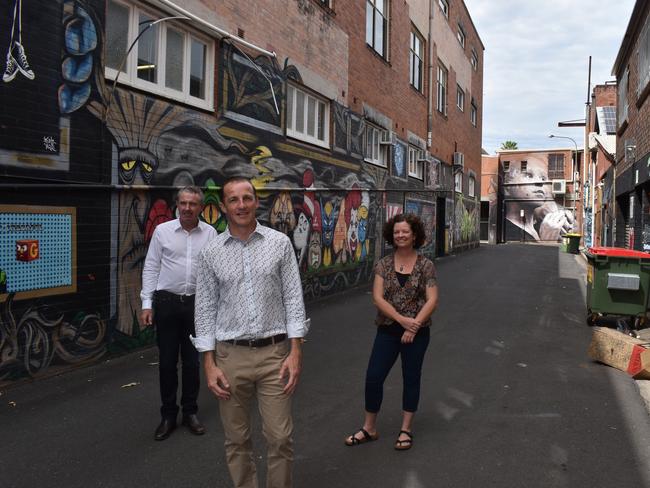 Page MP Kevin Hogan with Lismore mayor  Isaac Smith and councillor Elly Bird at the funding announcement.