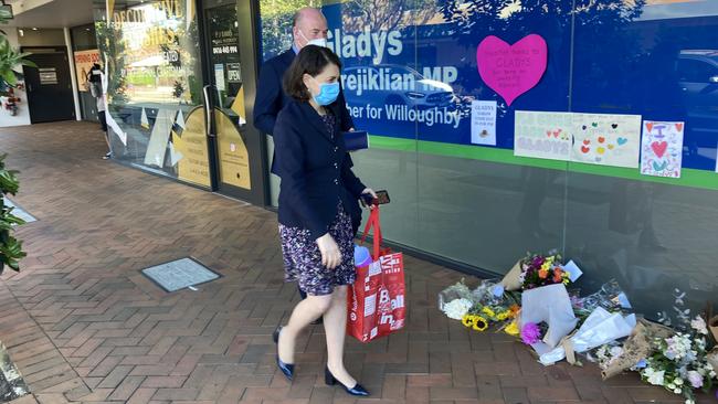 Ms Berejiklian outside her Northbridge office with Trent Zimmerman MP. Picture: David Barwell