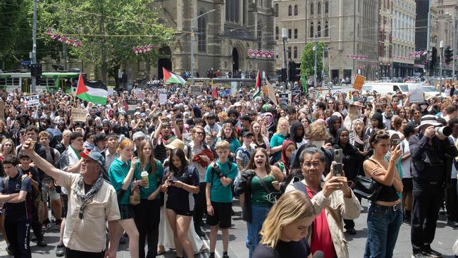 Hundreds march through Melbourne’s streets. Picture: Nicki Connolly