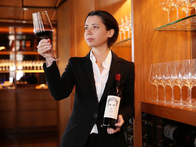 ARIA restaurant head sommelier Georgina Larsson enjoys a glass of Atanasius with a Napolitano woodfired pizza. Picture: Sam Ruttyn