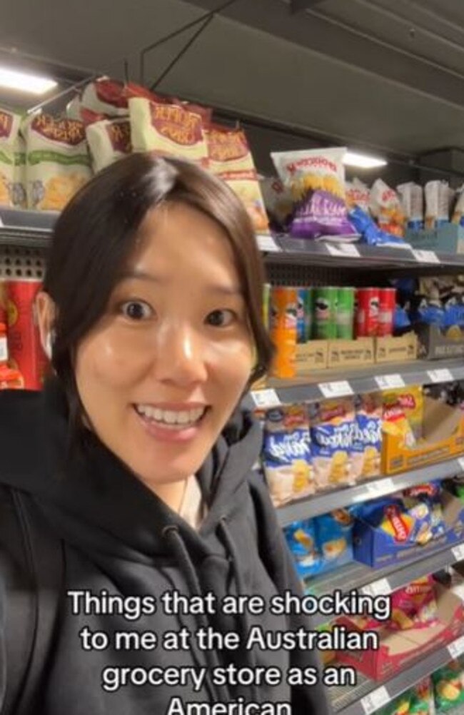 Tiffany Chen was in an Australian supermarket for the first time. Picture: TikTok/@tiffanytchen