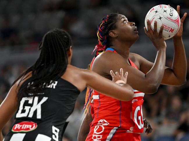 There were promising signs from Romelda Aiken-George on her Super Netball return. Picture: Morgan Hancock/Getty Images