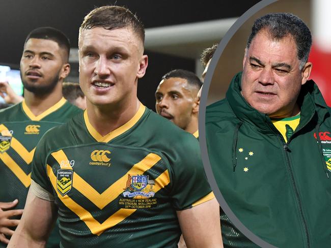 Kangaroos coahc Mal Meninga urged Jack Wighton (L) to reconsider his retirement from representative football.