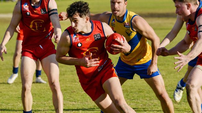 James Schwarz in action for Flinders Park. Picture: Brenton Edwards