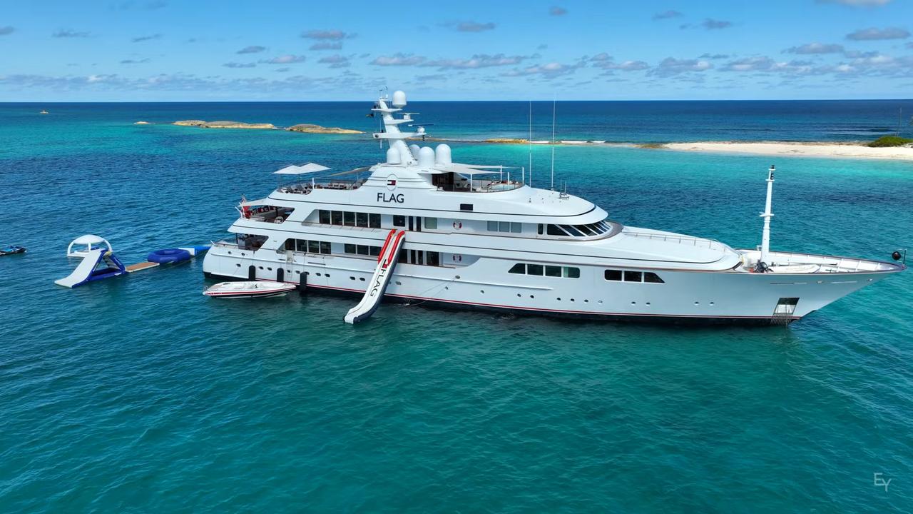 American content creator Enes Yilmazer spent four day aboard Tommy Hilfiger's mega yacht Flag. Picture: Enes Yilmazer/YouTube