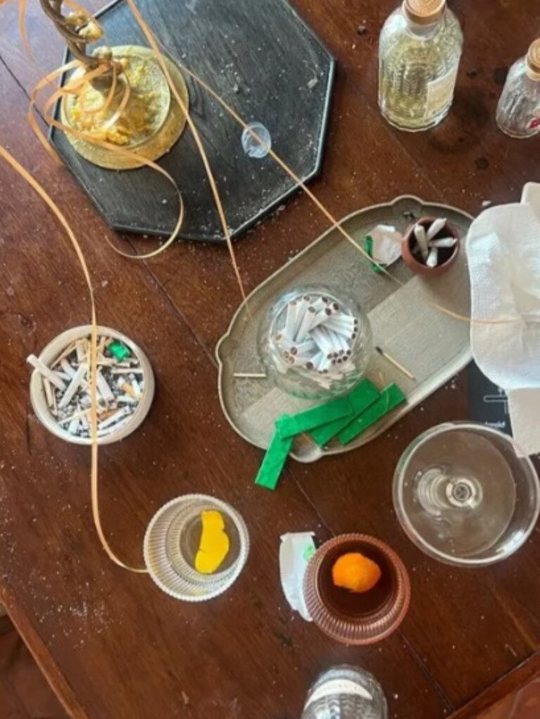 She shared an image of a table littered with cigarettes, alcohol and what appeared to be joints. Picture: Instagram