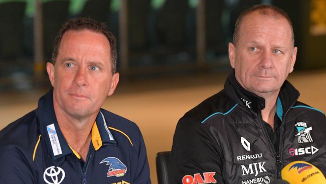 Don Pyke and Ken Hinkley in 2017. Picture: AAP Image/David Mariuz