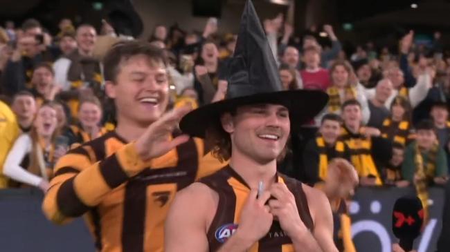 Jack Ginnivan celebrates with the 'Wizard'.