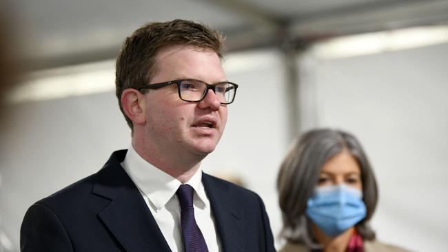 Health Minister Chris Picton and chief public health officer Professor Nicola Spurrier. Picture: NCA NewsWire / Naomi Jellicoe