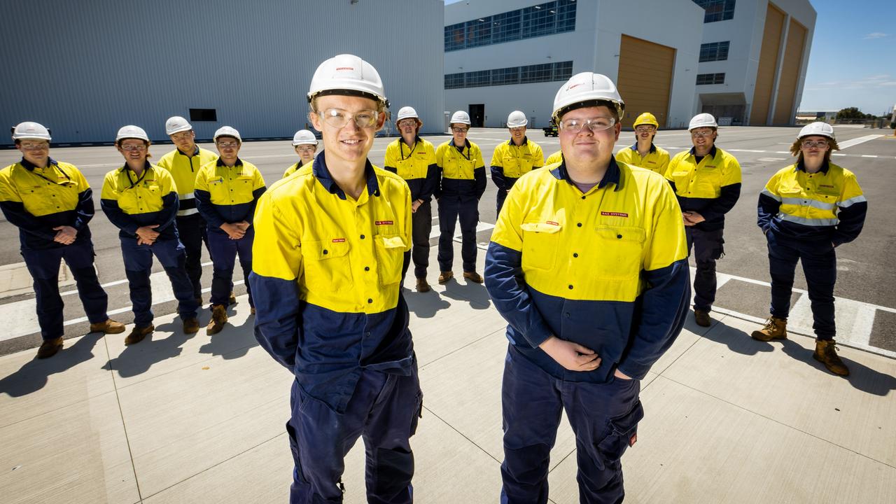 BAE Systems apprentices who will become full-time apprentices in 2022 at the Osborne Naval Shipyard, working with BAE Systems Maritime Australia on the Hunter Class frigate program. Picture: Supplied