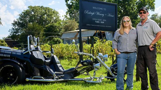 Belinda and Brent Watson, from Coffs Harbour Trike and Tours, will take on the Raleigh Winery near Bellingen on the NSW Mid-North Coast.