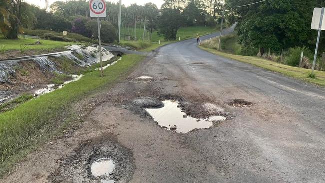 The state of Woolgoolga's potholes, as seen on Newmans Road.