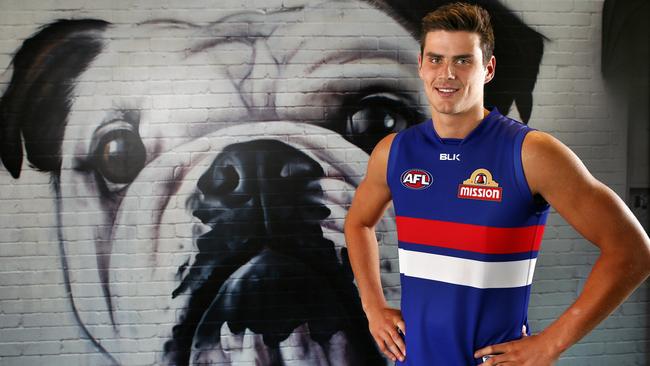 Western Bulldogs unveil recruit Tom Boyd. Picture: Michael Klein