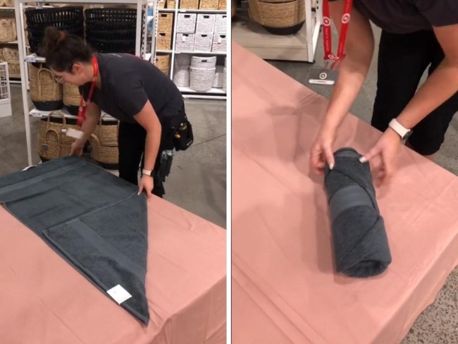 Turns out we've been folding our towel in the wrong way for years. Picture: TikTok/@targetaus.