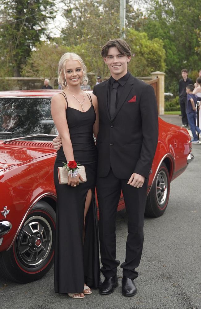 Students arriving in style for the 2024 Glasshouse Christian College formal at Flaxton Gardens.