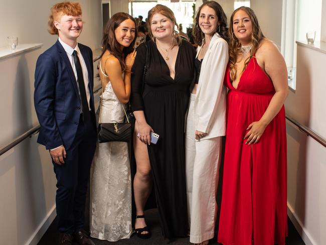 Jared Barstow, 18, Dee Why, Gen Michie, 18, Dee Why, Rachel Harper, 18, Narraweena, Jessie O’Shannassy, 18, Frenchs Forest and Harmony Furzer, 17, Seaforth. Picture: Julian Andrews