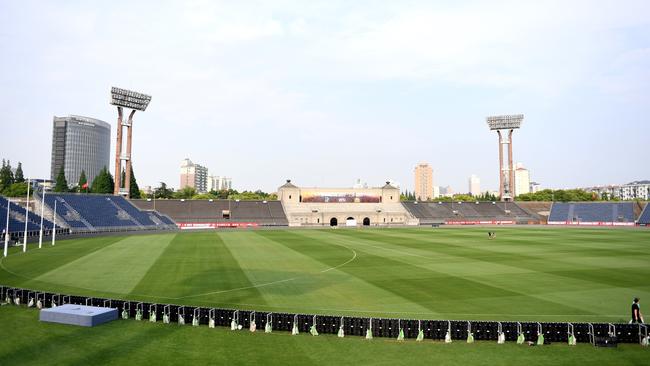 The Jiangwan Sport Centre in Shanghai will host the AFL game. That playing surface is something else. Picture: AAP Image/Tracey Nearmy