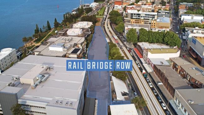 Rail Bridge Row, Hunter street, Newcastle was sold to Newcastle Council for $2 million. Supplied.