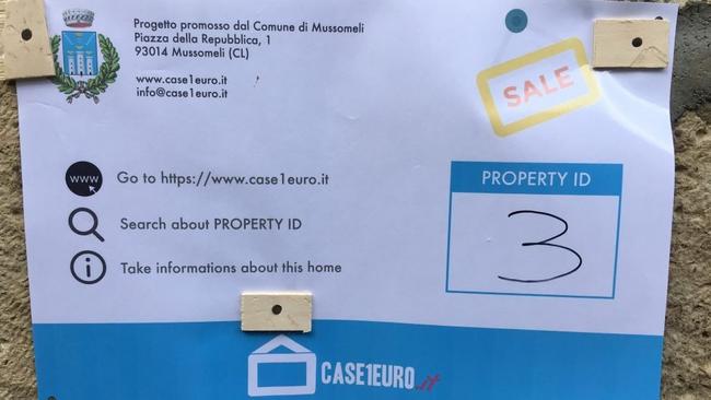 The government has posted signs on the doors of the up for grabs. Picture: www.case1euro.it