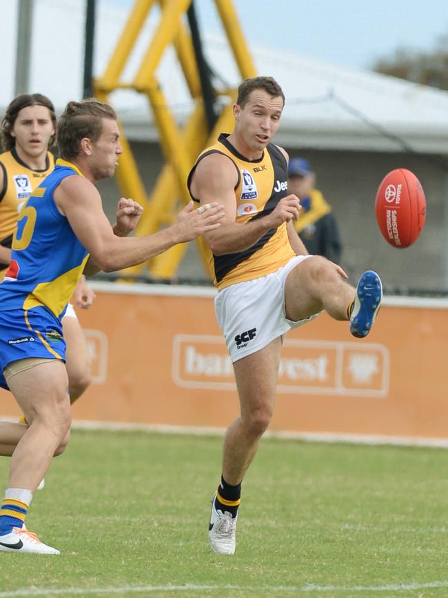 Donald’s Ross Young playing for Richmond’s VFL team a decade ago. Picture: Kris Reichl