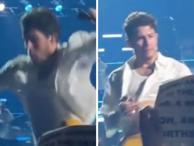 Nick Jonas falls through hole onstage during Jonas Brothers’ Boston tour stop