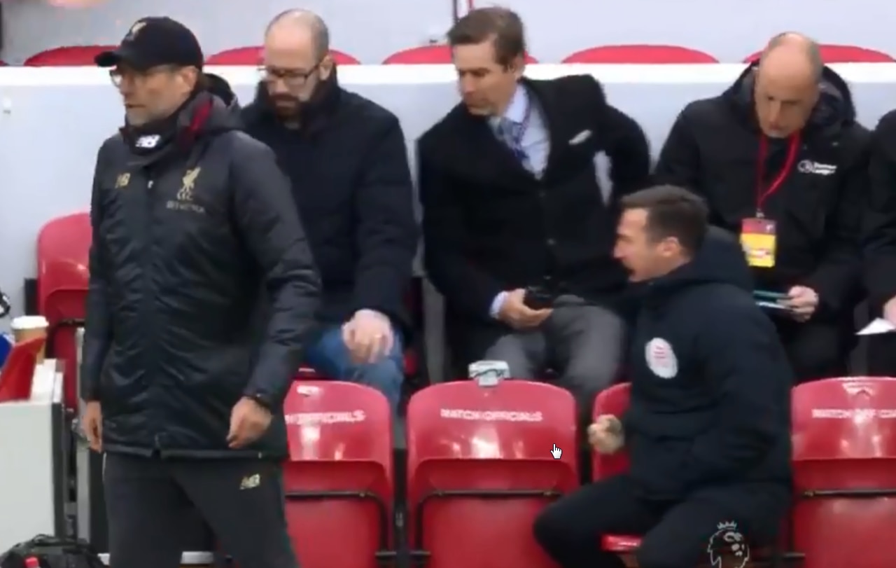 A 'match official' appeared to celebrate Liverpool's winner against Spurs