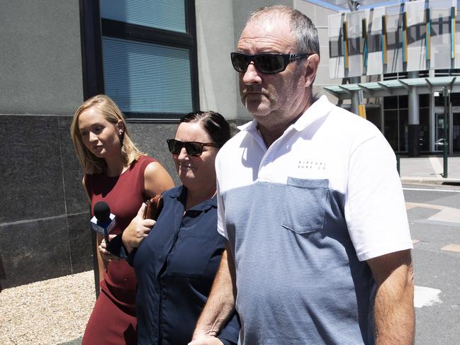 The accused’s parents Mark and Karina Anderson leave Brisbane Magistrates Court yesterday. Picture: Attila Csaszar/NCA NewsWire