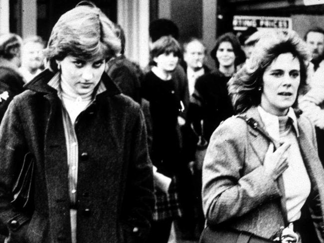 Lady Diana Spencer and Camilla Parker-Bowles at Ludlow Races where Prince Charles is competing, 1980. (Photo by Express Newspapers/Archive Photos)