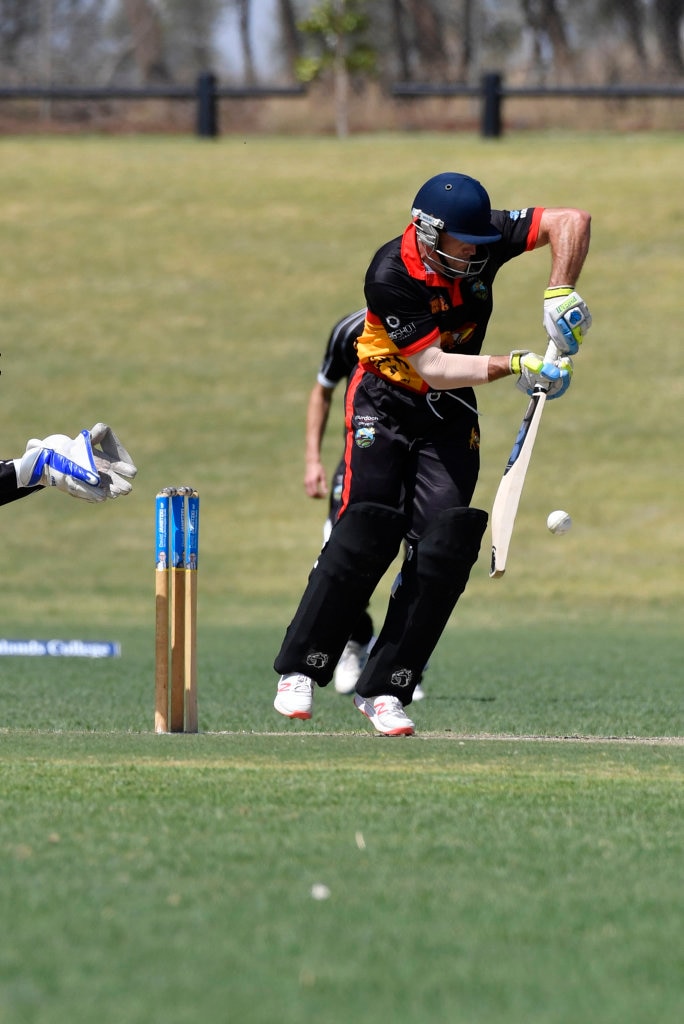 Darren Koch bats for Liebke Lions against George Banks Umbrellas in Darling Downs Bush Bash League (DDBBL) round five T20 cricket at Highfields Sport Park, Sunday, October 20, 2019. Picture: Kevin Farmer