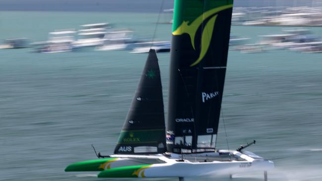 The Flying Roo was in fine form on the first day of SailGP New Zealand in Auckland. (Photo by Phil Walter/Getty Images)