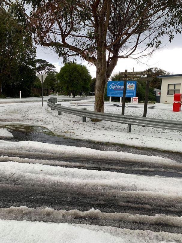 The hail/snow storm that hit Cape Paterson. Picture: Brad Richards