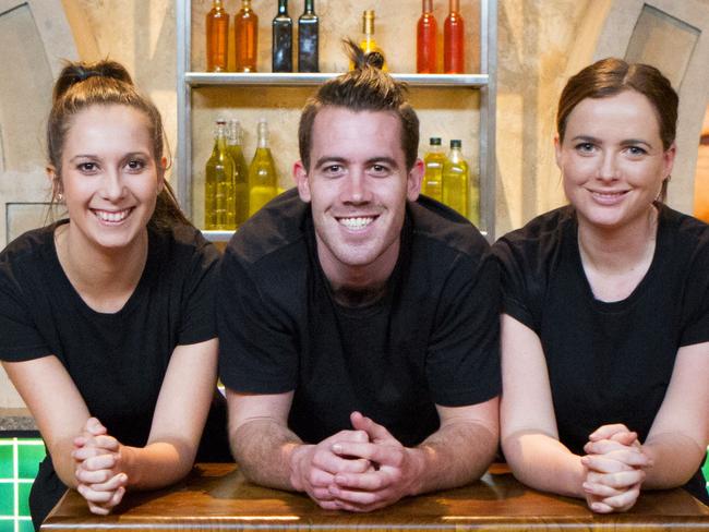 FOR SUNDAYS ONLY MasterChef final three (from left) Laura Cassai, Brent Owens and Emelia Jackson.