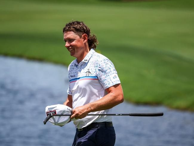 Australia's Cameron Smith reacts after finishing a practice round at the Australian Golf Club in Sydney on November 29, 2023, ahead of the Australian Open golf tournament starting on November 30. (Photo by DAVID GRAY / AFP) / -- IMAGE RESTRICTED TO EDITORIAL USE - STRICTLY NO COMMERCIAL USE --