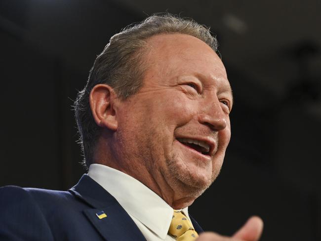 CANBERRA, AUSTRALIA, NewsWire Photos. FEBRUARY 26, 2024: Dr Andrew Forrest AO, Global Business and Philanthropic Leader, addresses the National Press Club of Australia in Canberra on "Power Shift: Why stepping beyond fossil fuels will secure our future (and not doing it will destroy it)". Picture: NCA NewsWire / Martin Ollman