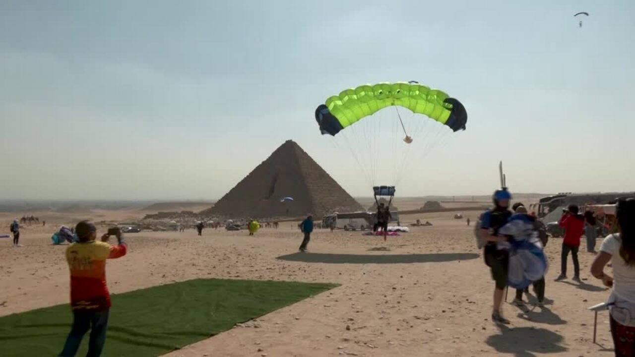 'Jump Like a Pharaoh' festival skydivers glide over Egypt’s pyramids