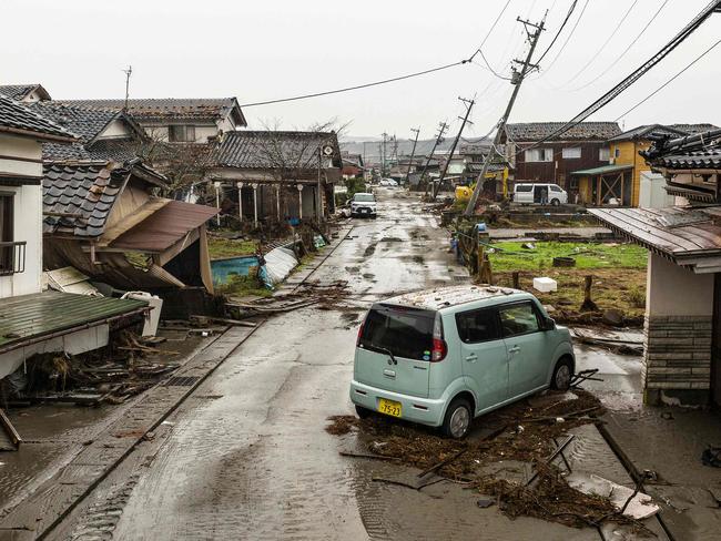 This general view shows a devastated neighbourhood in the city of Suzu, Ishikawa prefecture on January 3, 2024, after a major 7.5 magnitude earthquake struck the Noto region in Ishikawa prefecture on New Year's Day. Picture: AFP