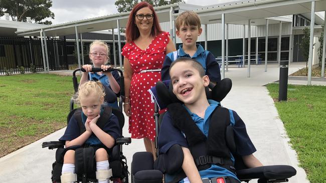 Yandelora students Charlotte Day and Jake Cox (back) with Bethany Wood and Joseph Buksh (front) and principal Jacqueline Lockyer.