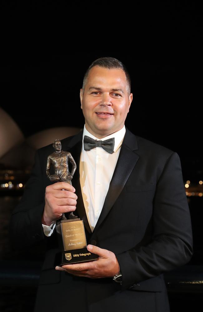 Dally M Coach of the Year Anthony Seibold at the 2018 awards in Sydney. Picture: Brett Costello