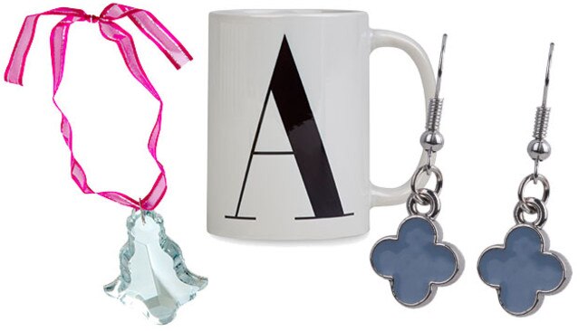 McGrath Foundation decoration, Alphabet mug and EB &amp; IVE earrings.