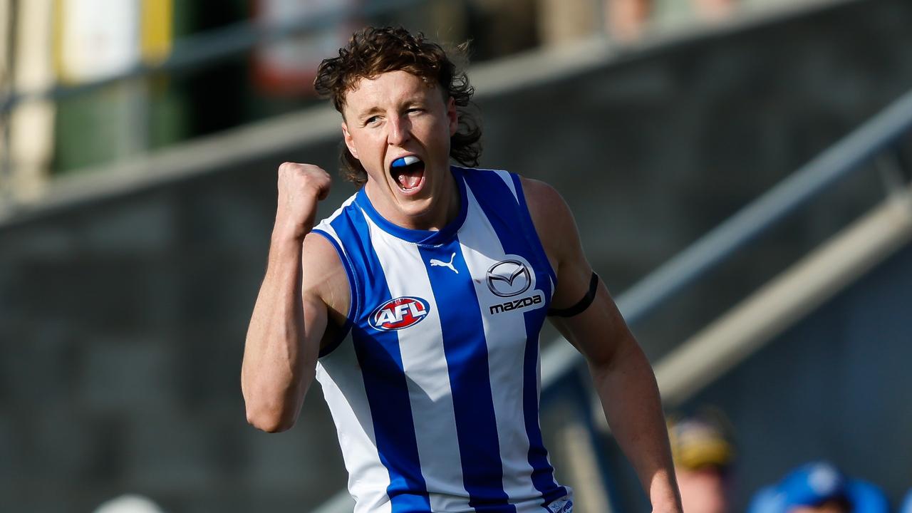 Nick Larkey kicked a bag of goals in North’s surprise win. (Photo by Dylan Burns/AFL Photos via Getty Images)