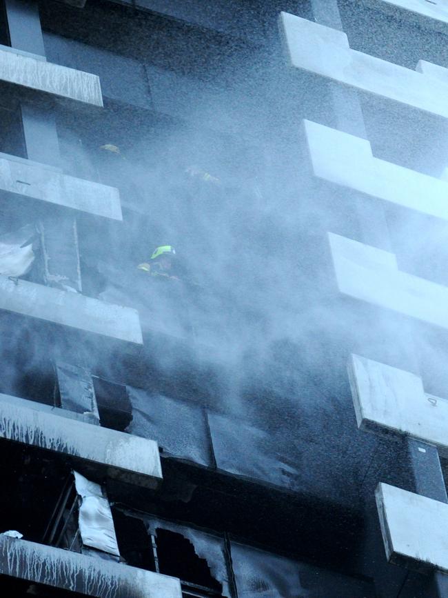 Fire crews at the scene of the blaze. Picture: Andrew Henshaw