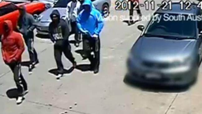 CCTV showing suspects wanted over the brutal murder of Jason De Ieso at his panel basher business in Pooraka in 2012.