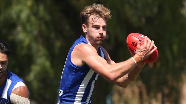 Dom Tyson can’t break into North Melbourne’s senior line-up. Picture: Michael Klein