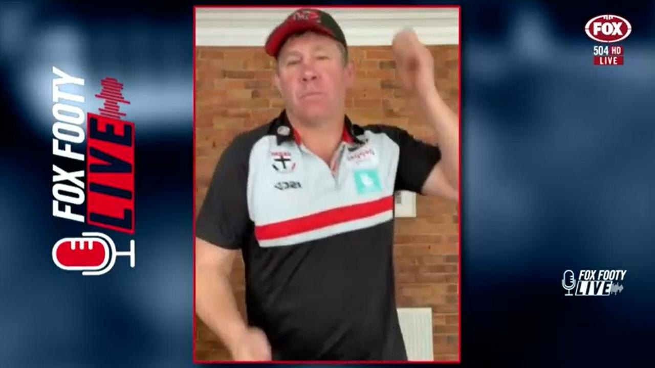 Saints coach Brett Ratten during his TikTok entry.