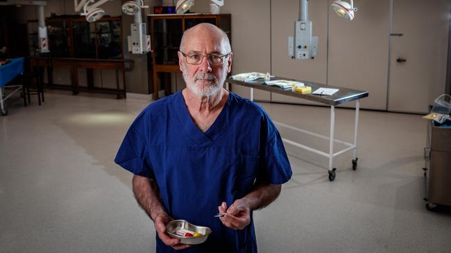 Pathologist Roger Byard was just two weeks into his first job at a forensic facility when he got a phone call alerting to the discovery of several bodies in barrels at Snowtown. Picture Matt Turner.