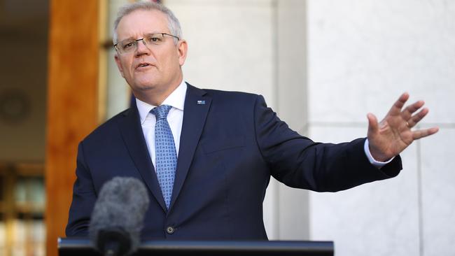 Prime Minister Scott Morrison speaks to the media on Monday. Picture: NCA NewsWire / Gary Ramage