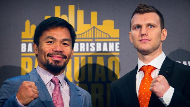 Philippine boxer Manny Pacquiao (L) and Australian challenger Jeff Horn. Picture: AFP