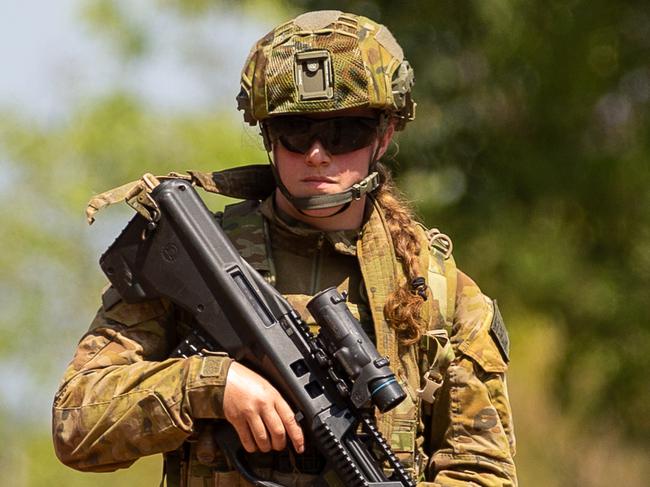 Australian Army soldiers from the 1st Brigade conduct a patrol on Channel Island, Northern Territory  during Exercise Predator's Run 2023. *** Local Caption *** Exercise Predators Run 2023 is a multilateral combined arms littoral exercise held in the Northern Territory with capabilities and personnel from the Australian Army, United States Marine Corps, the Armed Forces of the Philippines, Timor Leste Defence Force, and Indonesian National Armed Forces. The exercise is an inaugural piece of the 1st Brigades move to becoming the Armys pioneering Littoral Manoeuvre capability and includes maritime serials between Tiwi Islands and the Port of Darwin.