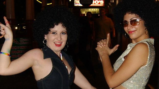 Candace Scagliotti & Alnila Woolley on Flinders Street East Pic Bryan Lynch AD396045
